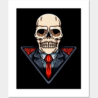 Skull In Business Suit Posters and Art